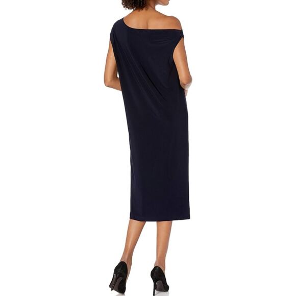 NWOT Norma Kamali Women's Drop Shoulder Dress in Navy Midnight Size Small - Picture 2 of 9